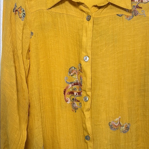 Anthropologie Yellow Embroidered Blouse - Picture 3 of 6